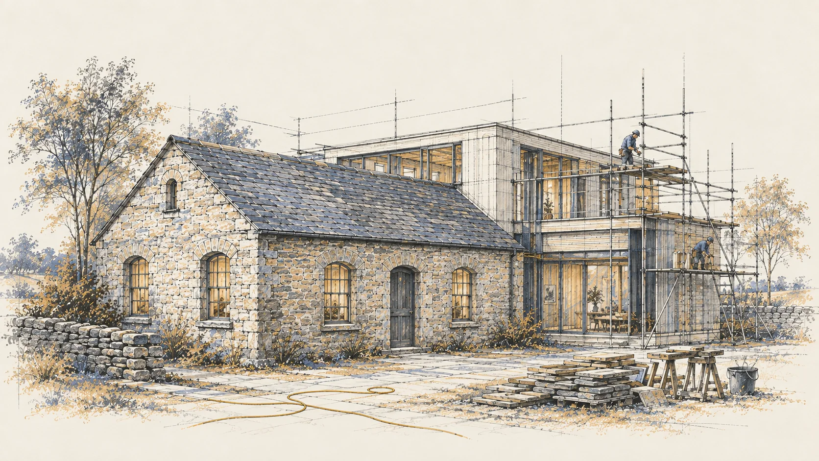 An established stone workshop with a carefully built new wing